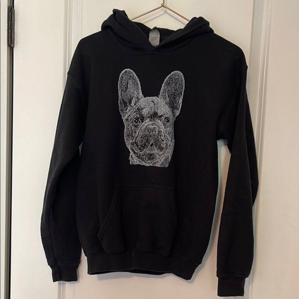 Black Dog Hoodie with French Bulldog Design